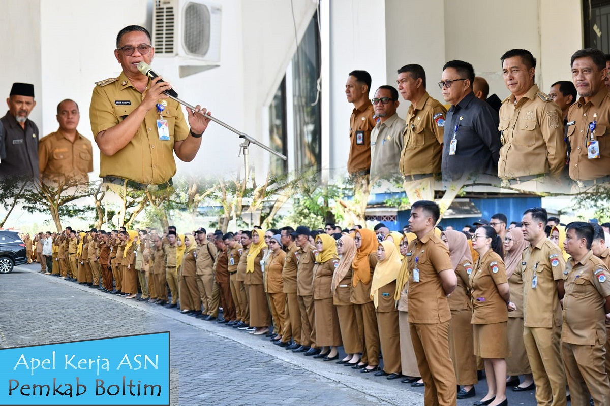 Gambar: Bupati Boltim saat memimpin Apel Kerja ASN Boltim, 10/6/25.