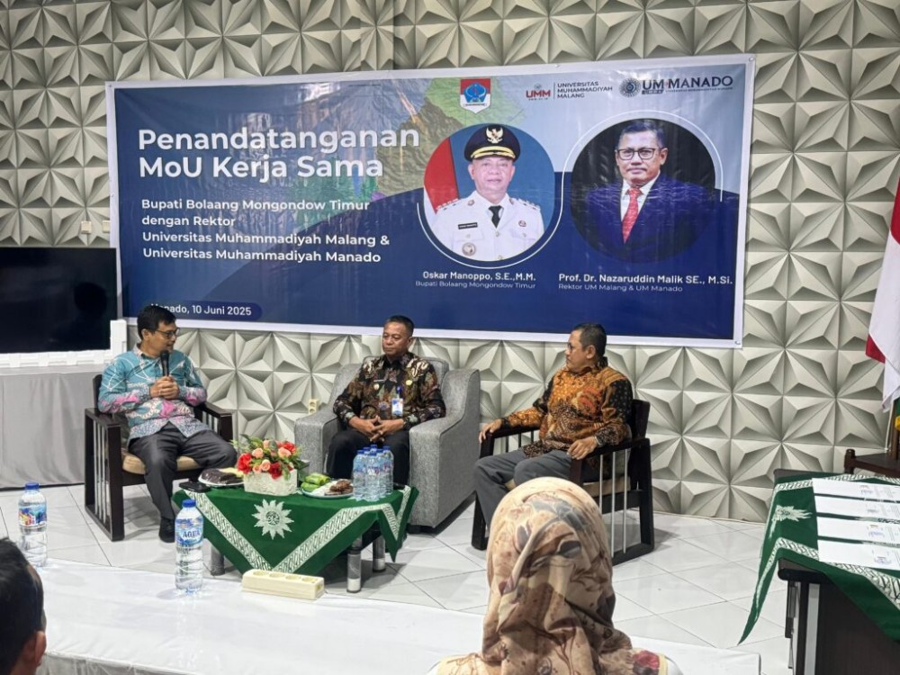 Foto: Bupati Boltim Oskar Manoppo pada kegiatan Penandatanganan MoU berama Pimpinan Universitas Muhamadiyah Malang dan Manado