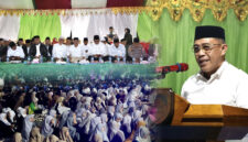 Sekretaris Daerah Boltim M. Iksan Pangalima menghadiri Tabligh Akbar, Doa, dan Dzikir Bersama dalam rangka memperingati Hari Santri Nasional 2026 di Pondok Pesantren Nizamudin, Desa Candi Rejo, Rabu malam (21/10/2026).